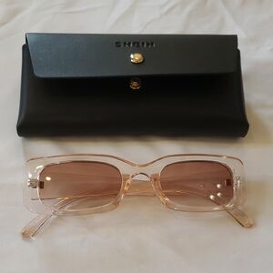SHEIN Pink-Beige Sunglasses with Black Case